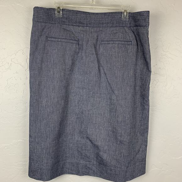 Talbots Skirt Womens 16 Blue Button Front A Line Career Pocket Classic New - Picture 2 of 6